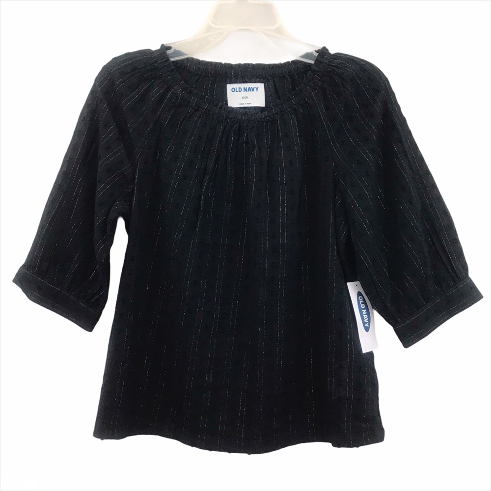 NWT Old Navy Black & Silver Thread Blouse